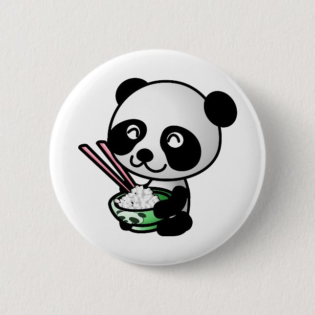 Badge Rond 5 Cm Manger Panda (Devant)