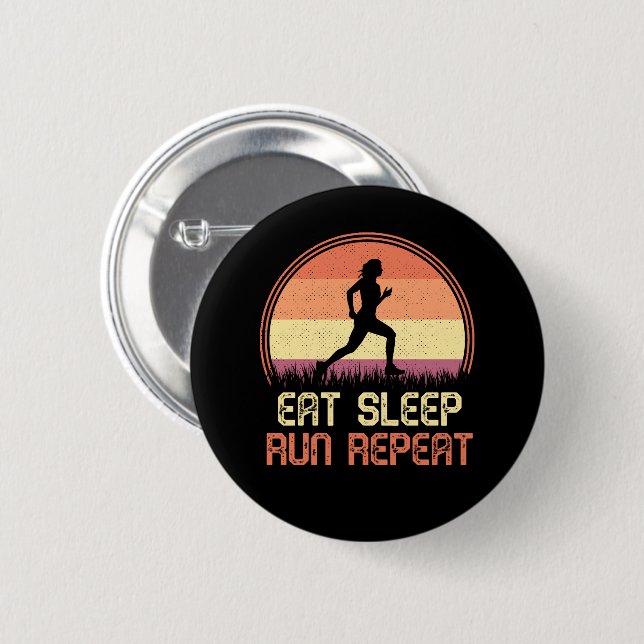 Badge Rond 5 Cm Manger Sleep Run Répéter Marathon de l'athlète rét (Devant & derrière)