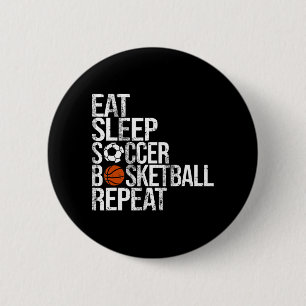 Badge Rond 5 Cm Manger Sleep Softball Basketball Répéter Fun Ball