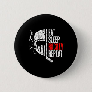 Badge Rond 5 Cm Manger Sommeil Hockey Répéter Drôle de Hockey