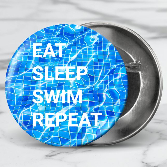 Badge Rond 5 Cm Manger Sommeil nage Répéter piscine aquatique aqua (Créateur téléchargé)