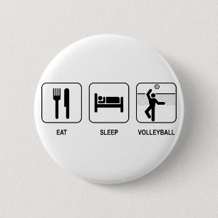 Badge Rond 5 Cm Mangez le bouton de volleyball de sommeil