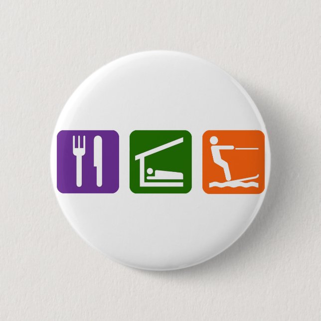 Badge Rond 5 Cm Mangez le ski d'eau de sommeil (Devant)