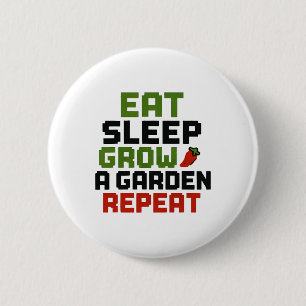 Badge Rond 5 Cm Mangez Le Sommeil Grandir Un Jardin Répéter Drôle