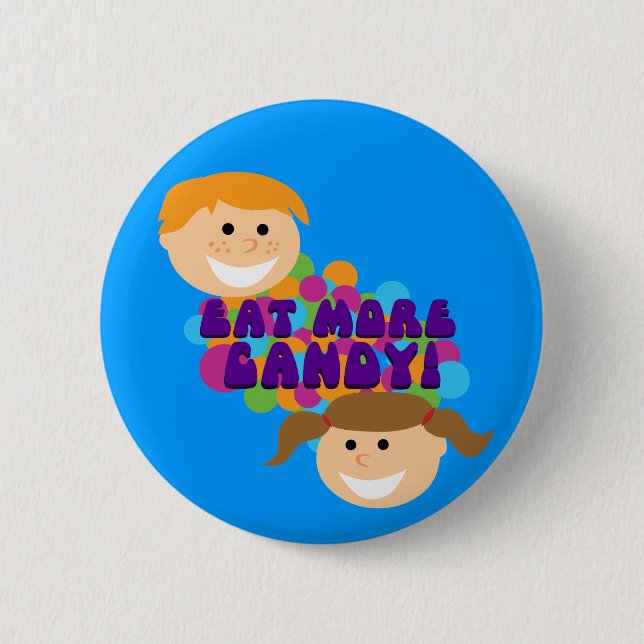 Badge Rond 5 Cm Mangez Plus Candy Retro Enfants (Devant)