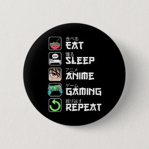 Badge Rond 5 Cm Mangez Sleep Anime Jeu Répéter Japon Kawaii Manga
