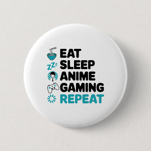 Badge Rond 5 Cm Mangez Sleep Anime Jeu Répéter Vidéo Joueur Anime 