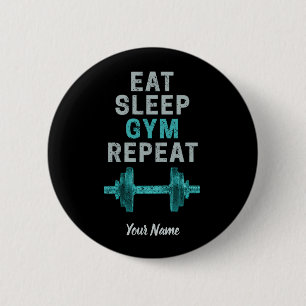 Badge Rond 5 Cm Mangez Sleep Gym Répéter Gymnastique Vintage Pour 