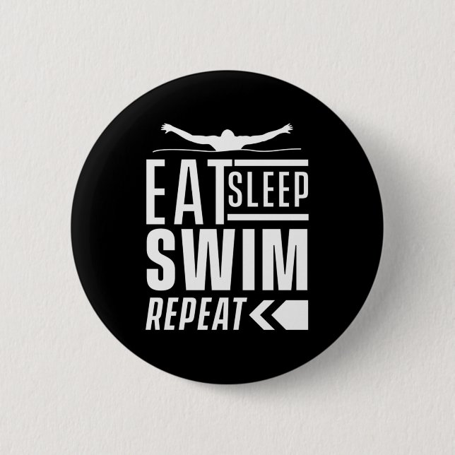 Badge Rond 5 Cm Mangez Sleep Swim Répéter (Devant)