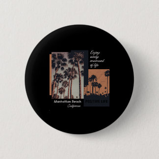 Badge Rond 5 Cm Manhattan Beach California Ca Retro 