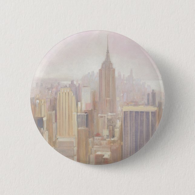 Badge Rond 5 Cm Manhattan dans la brume | New York City (Devant)
