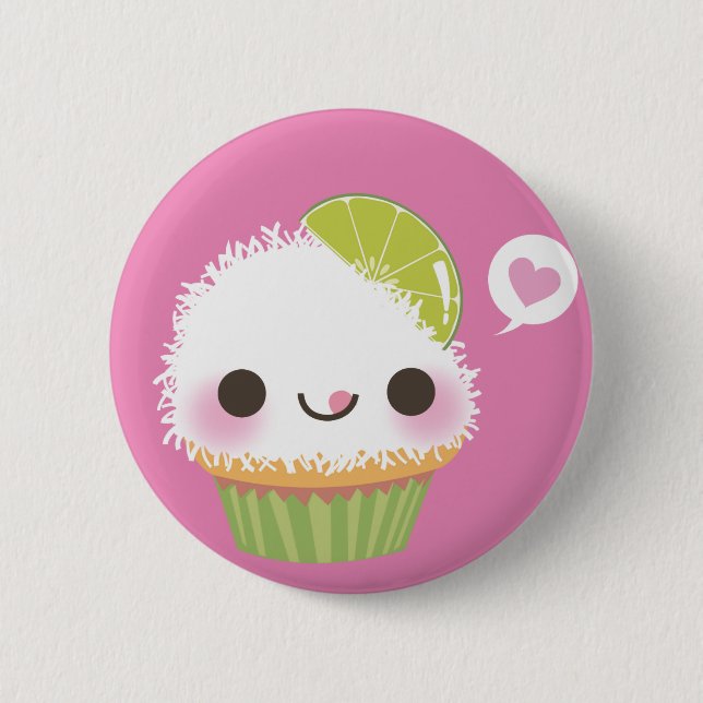 Badge Rond 5 Cm Manie de petit gâteau ! Noix de coco ! (Devant)