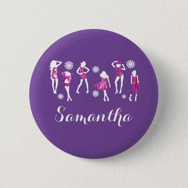 Badge Rond 5 Cm Mannequins Girly de filles (Devant)