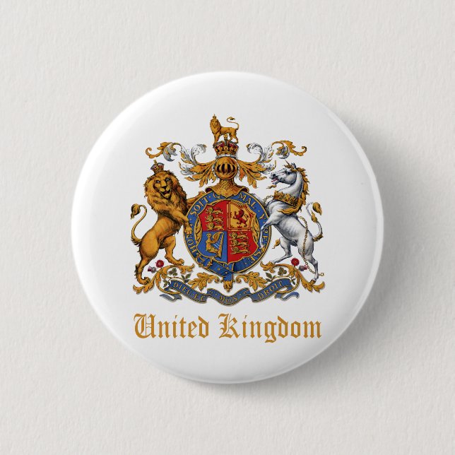 BADGE ROND 5 CM MANTEAU D'ARMES DU ROYAUME-UNI (Devant)