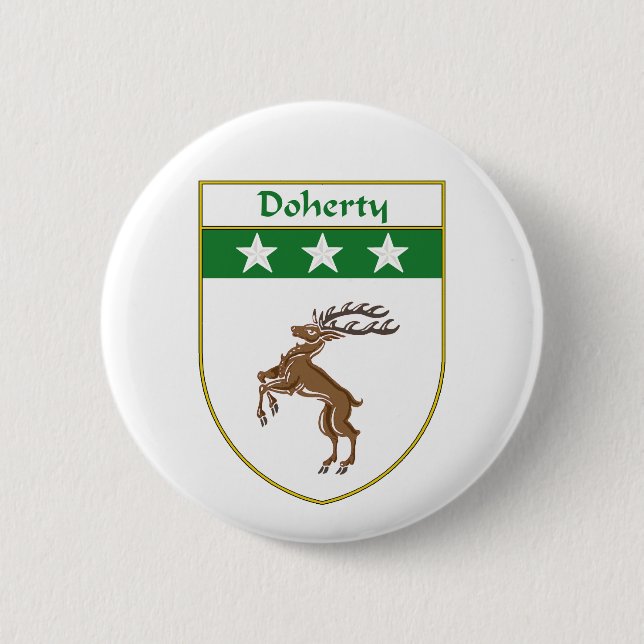 Badge Rond 5 Cm Manteau de Doherty des bras/de crête de famille (Devant)