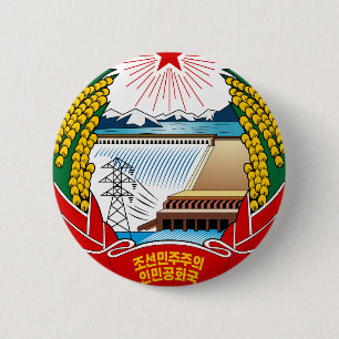 Badge Rond 5 Cm Manteau de la Corée du Nord des bras