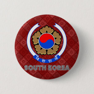 Badge Rond 5 Cm Manteau de la Corée du Sud des bras