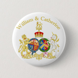 Badge Rond 5 Cm Manteau de William et de Catherine des bras