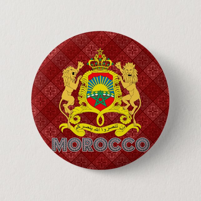 Badge Rond 5 Cm Manteau du Maroc des bras (Devant)