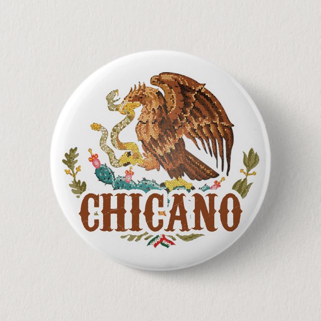 Badge Rond 5 Cm Manteau du Mexique des bras chicano (Devant)