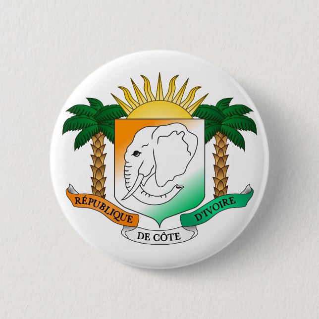 Badge Rond 5 Cm Manteau officiel de Côte d'Ivoire d'héraldique (Devant)