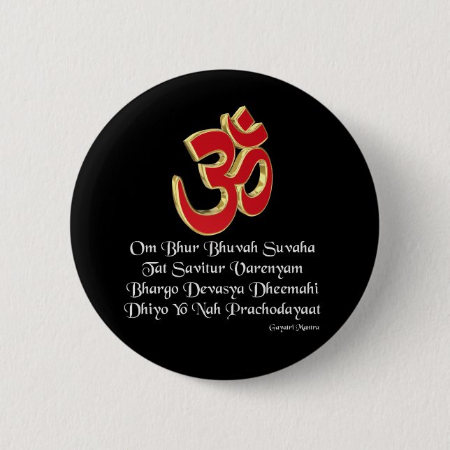 Badge Rond 5 Cm Mantra de Gayatri (Devant)