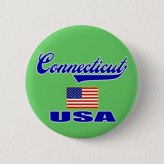 Badge Rond 5 Cm Manuscrit du Connecticut (Devant)