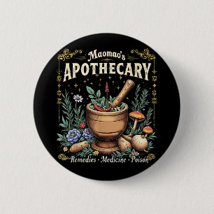 Badge Rond 5 Cm Maomaos Apothecary Imaginaire Herbal Potion Art