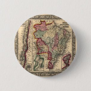 Badge Rond 5 Cm Map of Brazil, Bolivia, Paraguay, and Uruguay
