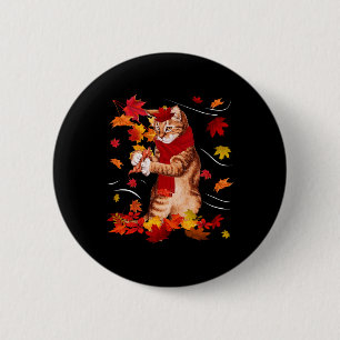 Badge Rond 5 Cm Maple Cat Automne Maple Hello Fall Leaf Cadeau Fem