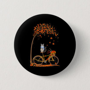 Badge Rond 5 Cm Maple Cat Bike Leaf Automne Bonjour Automne Amusan