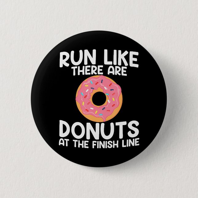 Badge Rond 5 Cm Marathon amusant courir Donut demi-marathon (Devant)