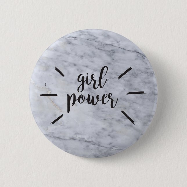 Badge Rond 5 Cm Marbre de puissance de fille (Devant)
