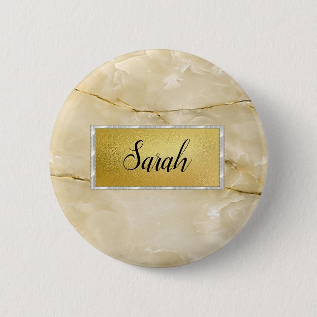 Badge Rond 5 Cm Marbre or tendance (Devant)