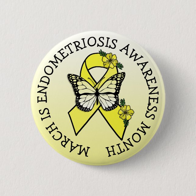 Badge Rond 5 Cm March is Endometriosis Month Button (Devant)