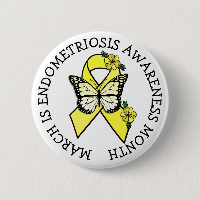 Badge Rond 5 Cm March is Endometriosis Month Button (Devant)