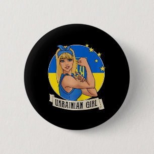 Badge Rond 5 Cm Marchandise Fille Ukrainienne Drapeau Ukraine Ukr