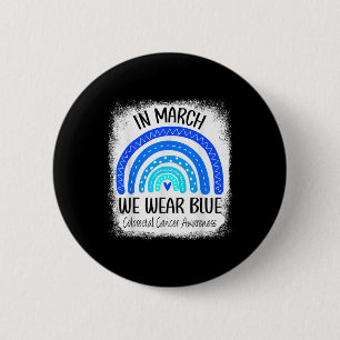 Badge Rond 5 Cm Marche Arc-En-Ciel Nous Portons Blue Colorectal Ca
