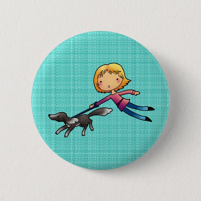 Badge Rond 5 Cm Marche blonde de chien de femme (Devant)