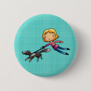 Badge Rond 5 Cm Marche blonde de chien de femme