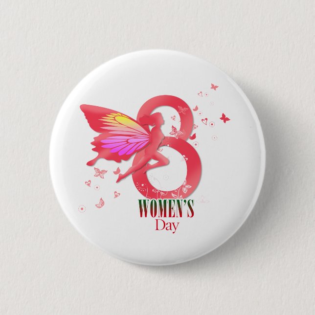 Badge Rond 5 Cm marche de la fête des femmes heureuses (Devant)