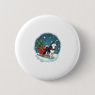 Badge Rond 5 Cm Marche Husky Festive
