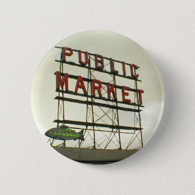 Badge Rond 5 Cm Marché public à Seattle, WA (Devant)