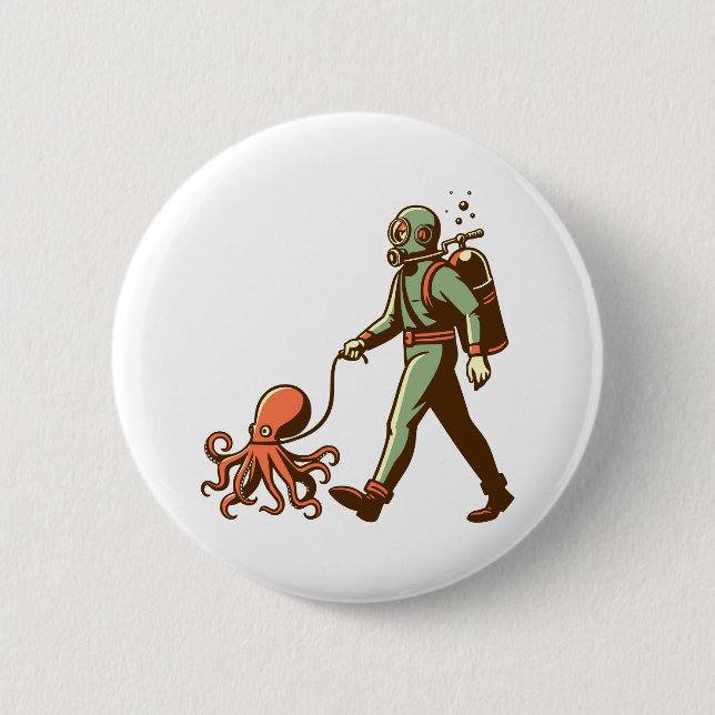 Badge Rond 5 Cm Marcher la pieuvre (Devant)