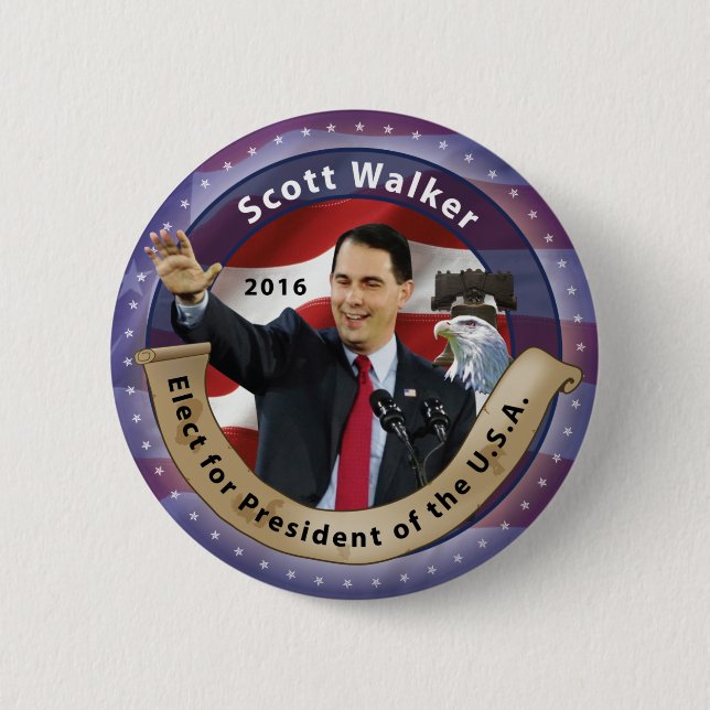 Badge Rond 5 Cm Marcheur de Scott pour le président des Etats-Unis (Devant)