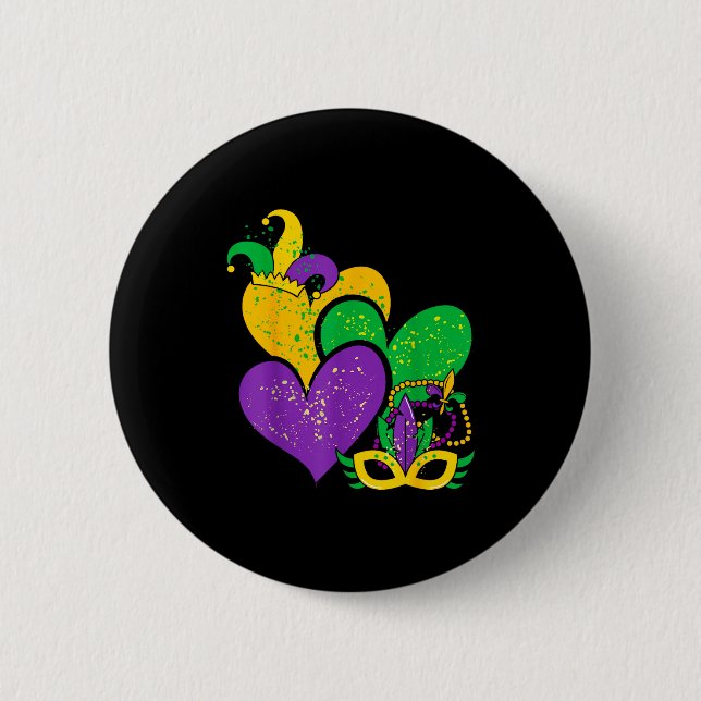 Badge Rond 5 Cm Mardi Gras 2025 Cute Hearts Valentine Women Girl K (Devant)