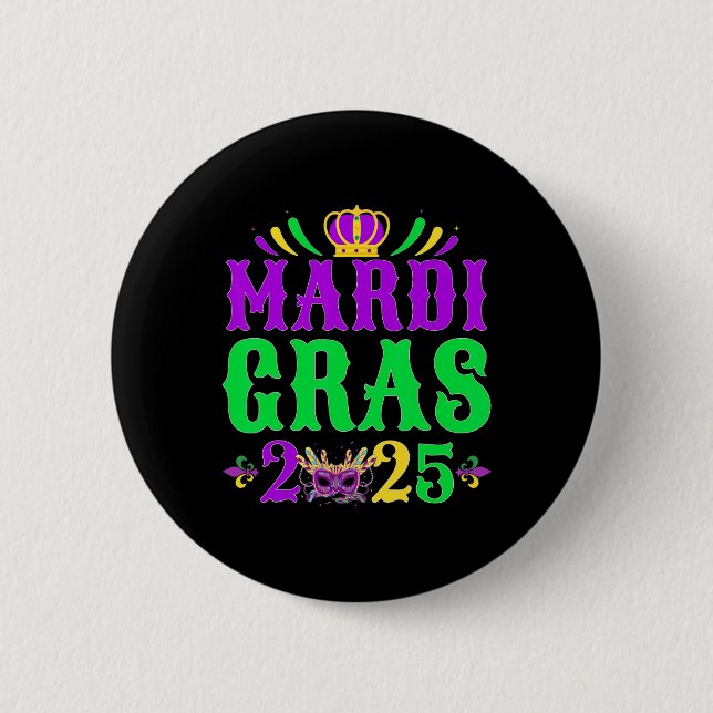 Badge Rond 5 Cm Mardi Gras 2025 Jester Costume Mardi Gras Famille  (Devant)