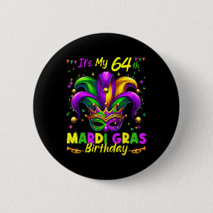 Badge Rond 5 Cm Mardi Gras 64e anniversaire Gras Mardi 64 ans
