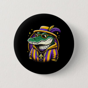 Badge Rond 5 Cm Mardi Gras Alligator Garçons Hommes Mardi Gras 1