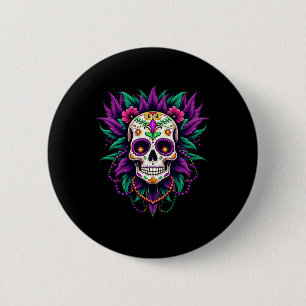 Badge Rond 5 Cm Mardi Gras Costume sucre crâne Carnaval New Orlean